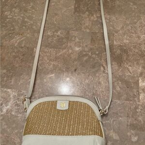 Tommy Hilfiger White and Tan Crossbody Bag with Dome Shape